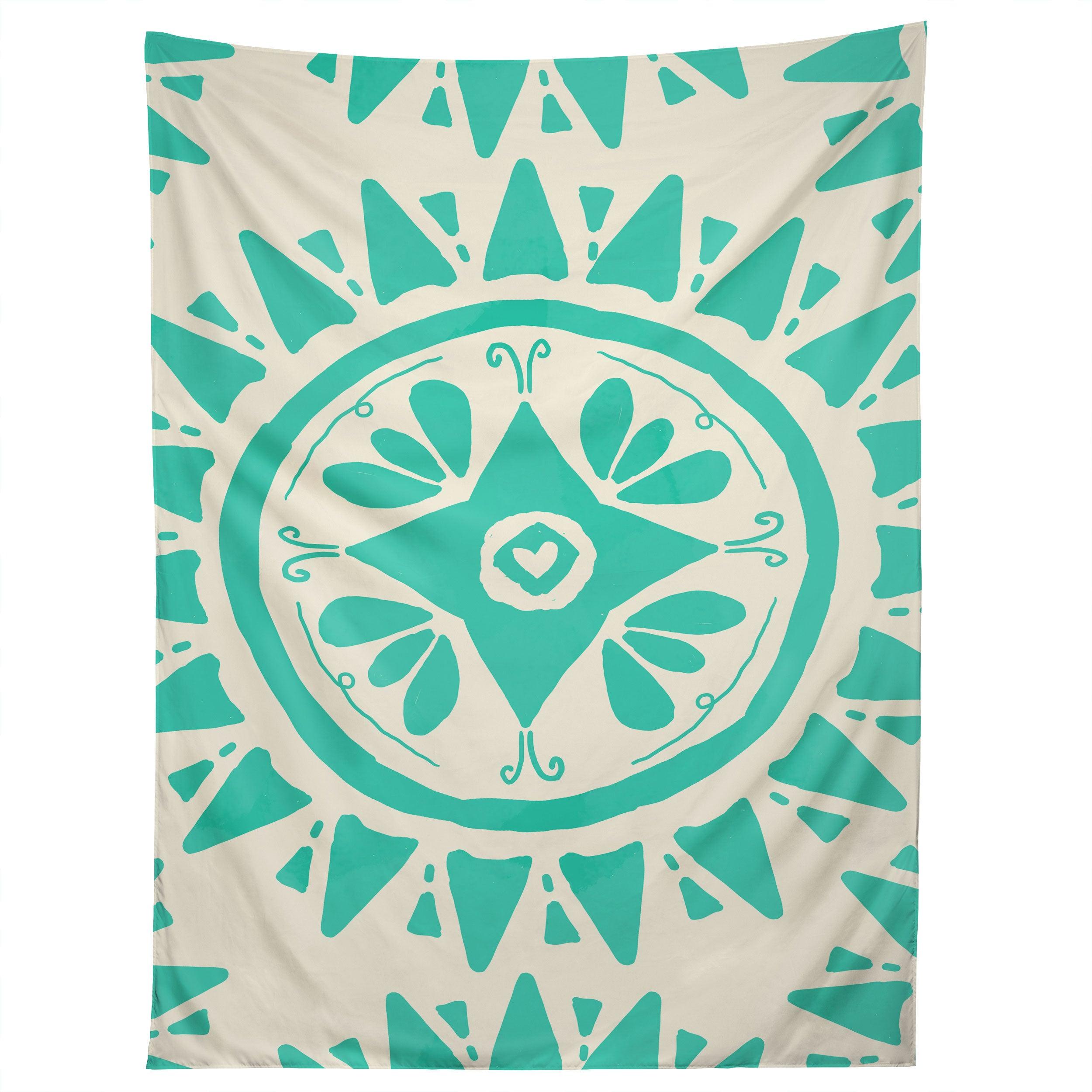 BOHO MEDALLION BRIGHT TEAL tapestry 75x100