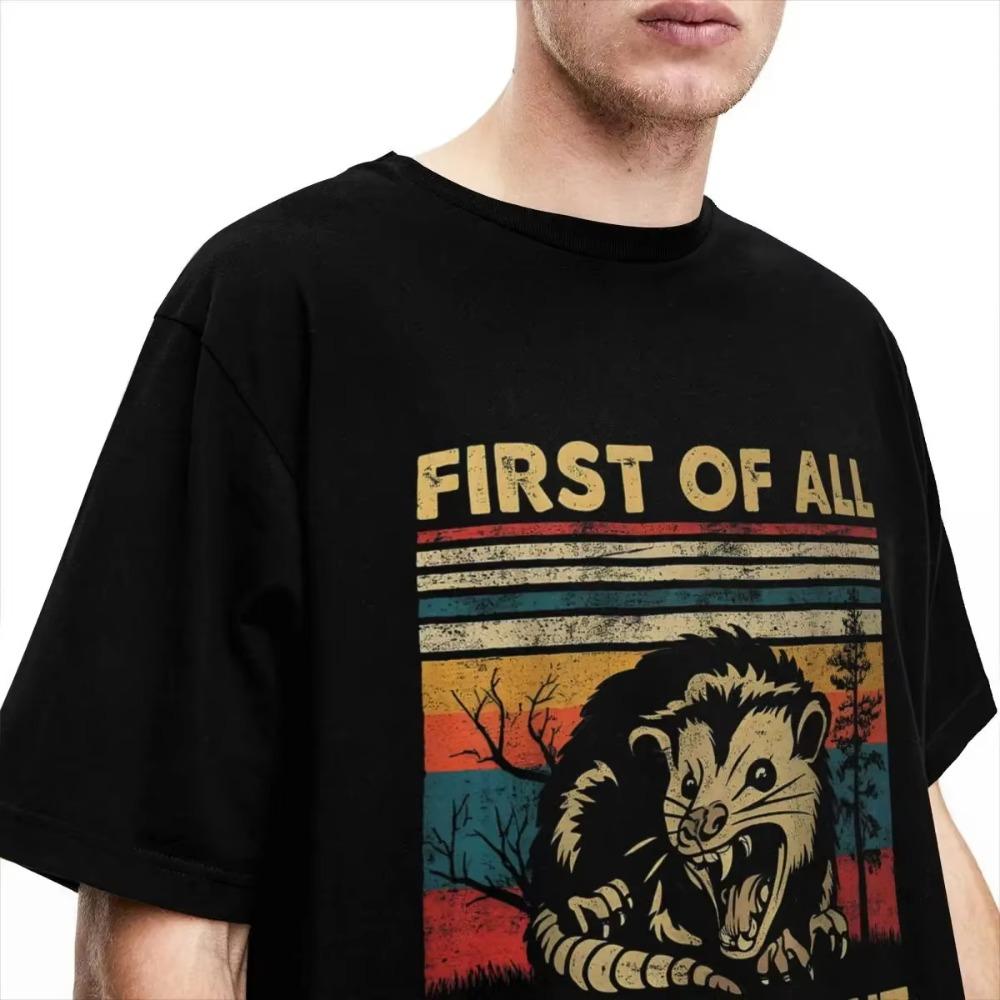 Summer First Of All I'm A Delight Sarcastic Angry Opossum T Shirts Apparel Possum Meme Cotton T-shirt Clothes Hipster Tee Shirt