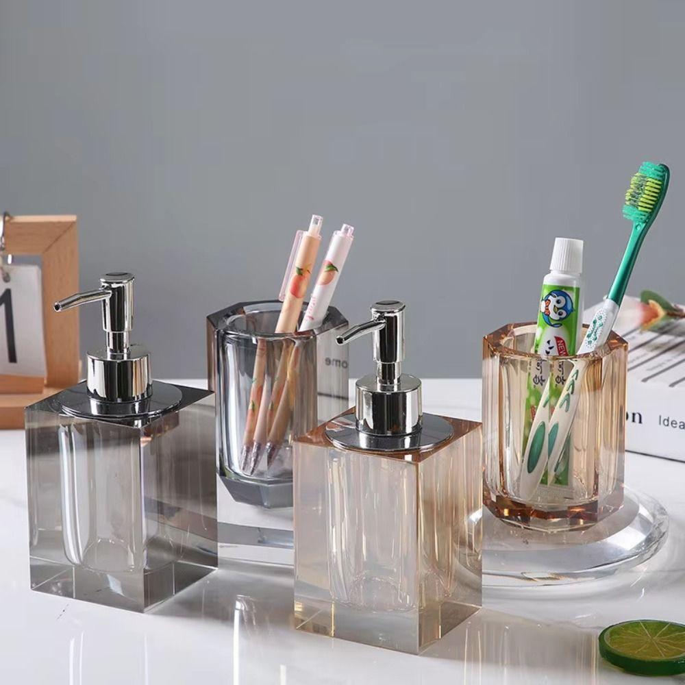 Clear Crystal Lotion Bottle Press Type Liquid Soap Container Hand Sanitizer Dispenser Toilet