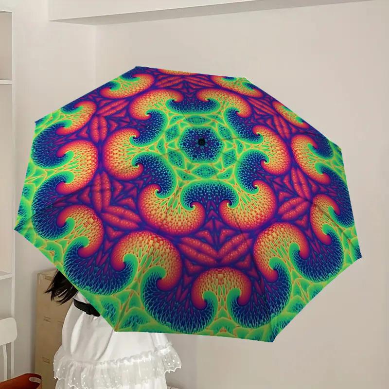 1pc Psychedelic Mandala Automatic Open/Close Umbrella, Formal Events - Ideal Gift for Family or Friends, Outdoor Accessory yy251211247