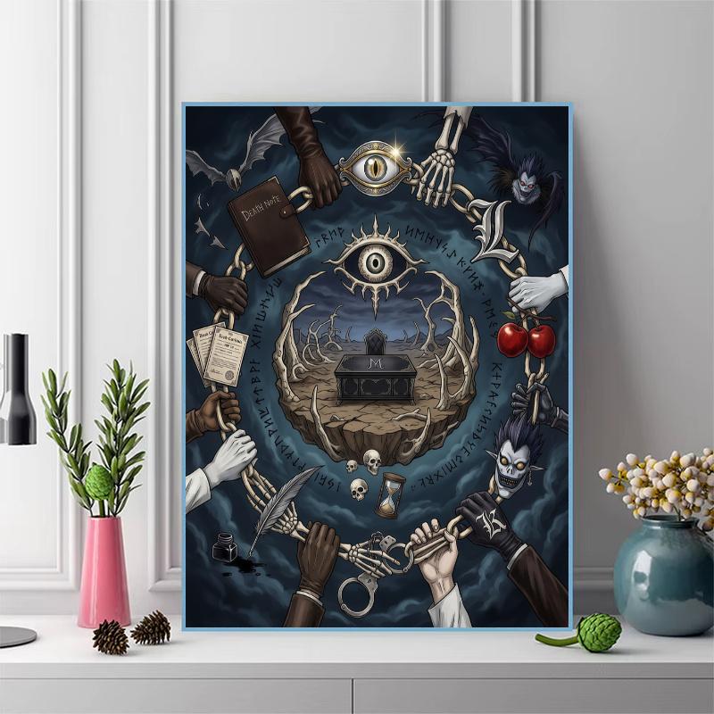 Death Note Symbol & Ritual Art Set Pattern 3pcs 100% Round Full Drill 5D DIY Diamond Painting Embroidery Cross Stitch Rhinestone Décor
