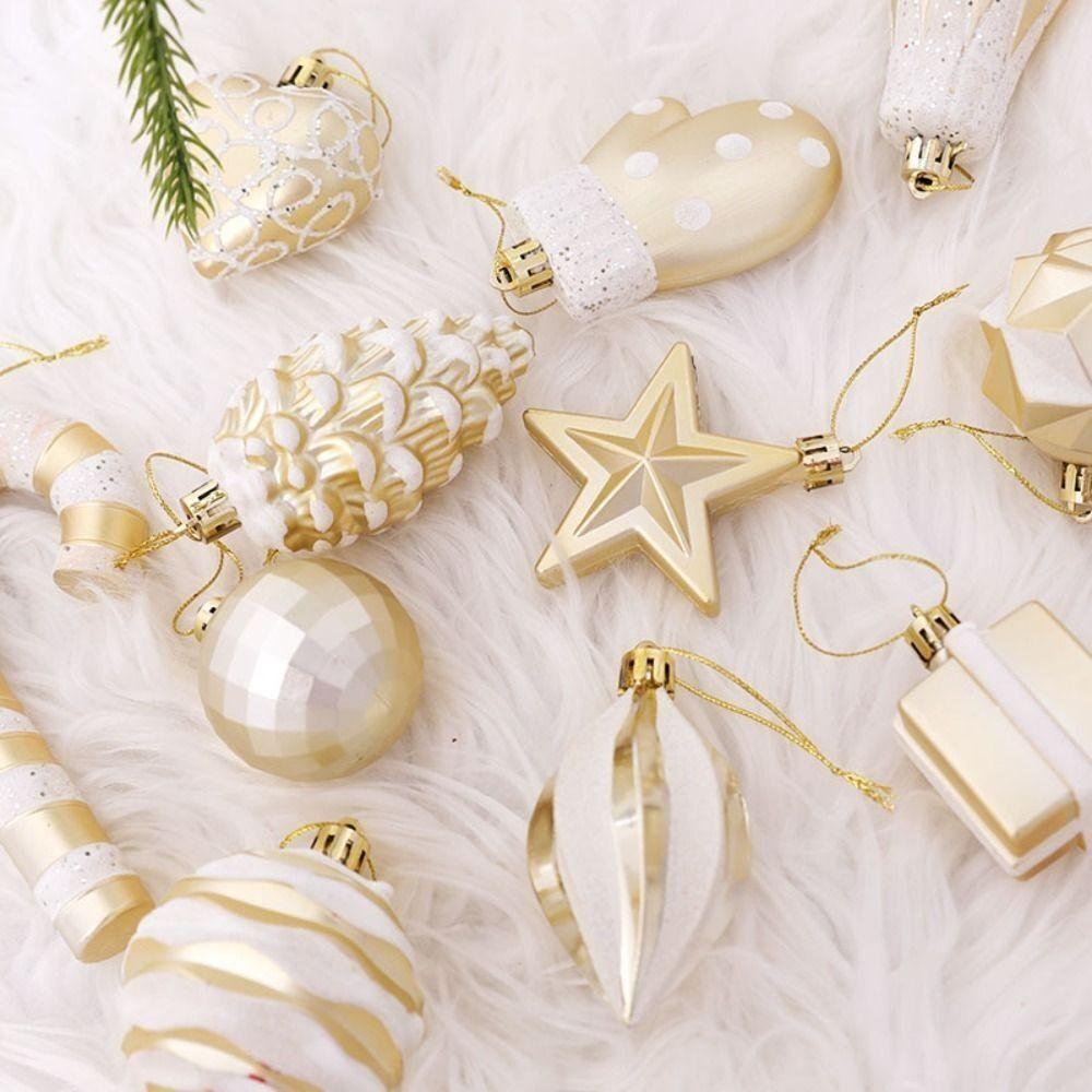 16 Stück Kunststoff Weihnachtsbaum Dekorationen Cartoon Weihnachtsbaum Anhänger NEUES Weihnachten Hängende Kugeln Set