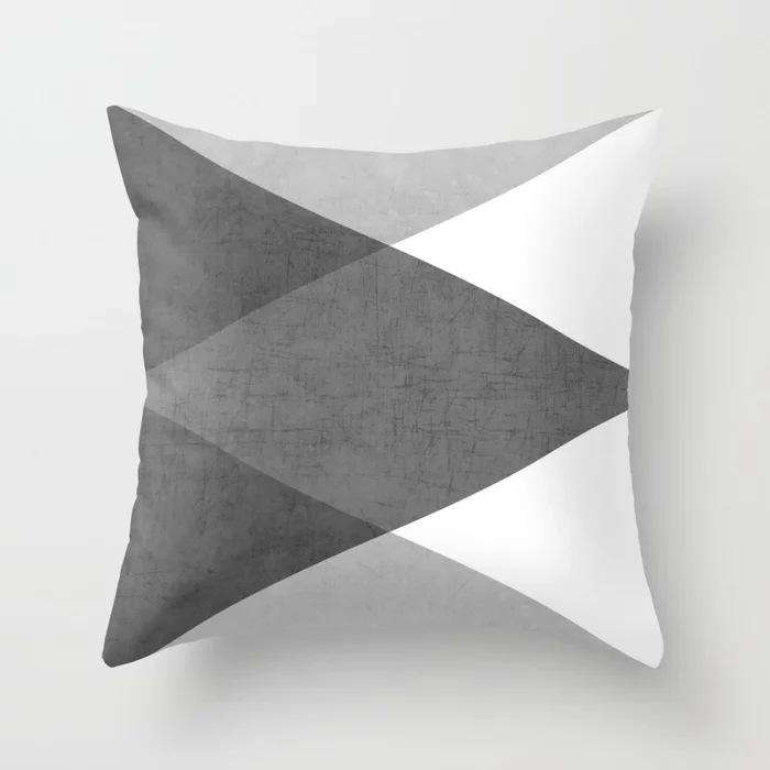 Modern Simple Gray Geometric Peach Leather Velvet Pillowcase Summer Sofa Home Office Cushion Pillowcase