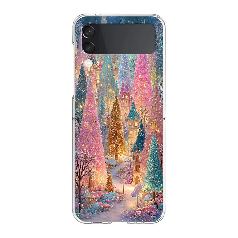 

Phone Cover For Samsung Galaxy Z Flip 7 6 5 4 Case Transparent For Samsung Z Flip 3 Hard PC Foldable Christmas Christmas Tree Z Flip 4