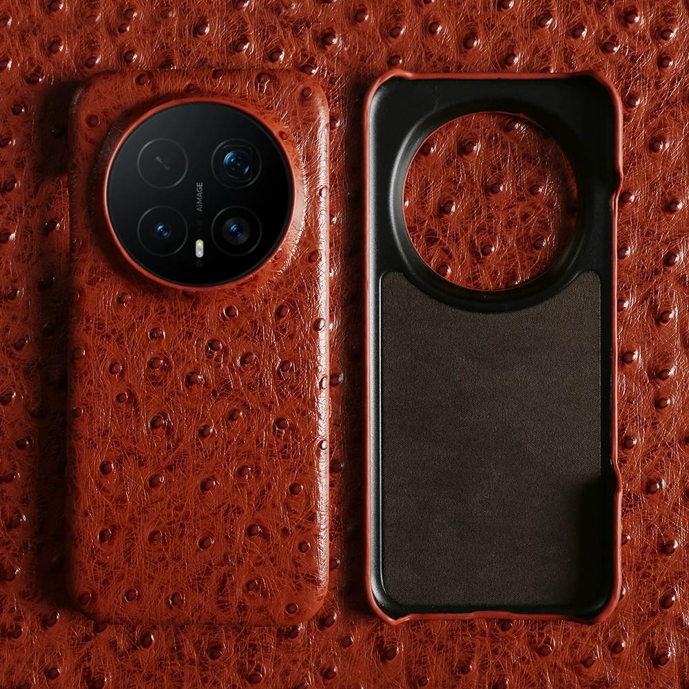 Genuine Ostrich Leather Phone Case for Honor Magic 8 Pro Premium Business Slim Half Wrap Luxury Shockproof Cover for Magic 7 Pro 6 Pro