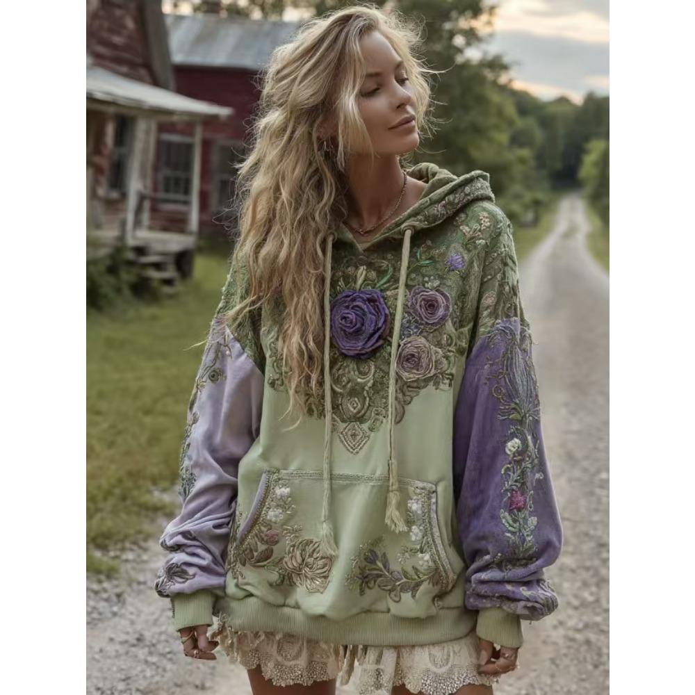 Autumn Floral 3d Print Hoodie Women Fasual European American Style Hoodie Streetwear Sweatshirt Women Clothes Top