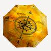 Compass Map Themed Automatic Opening and Closing Umbrella, Brightly Colored 8-rib Portable Umbrella, Suitable for Men and Women, A Perfect G