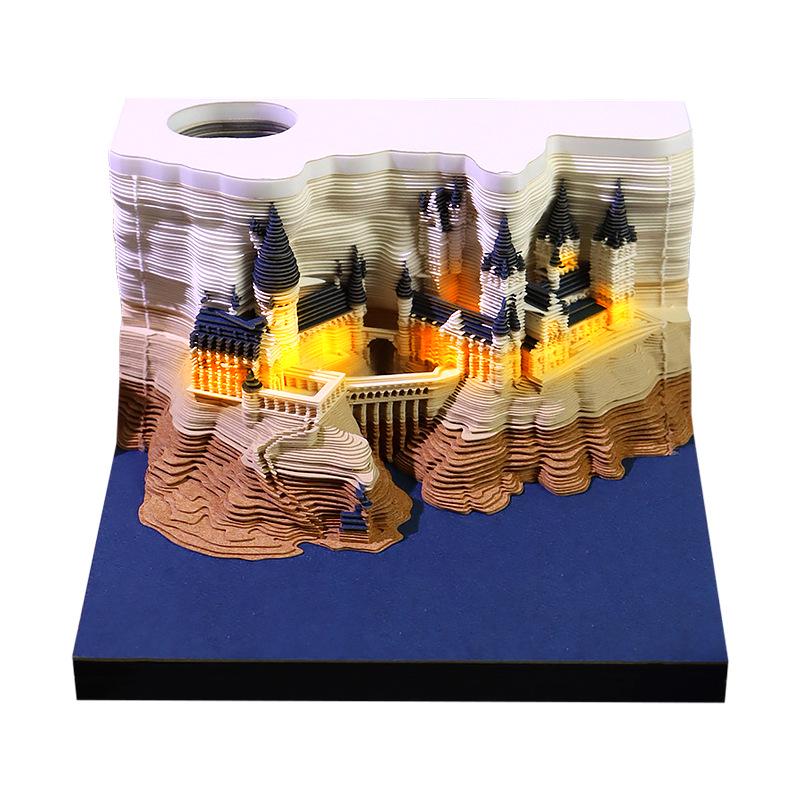 Harry Potter 3D Papier-Schnitt Kalender & Haftnotizblock - Kreatives Schreibtischornament & Geschenk