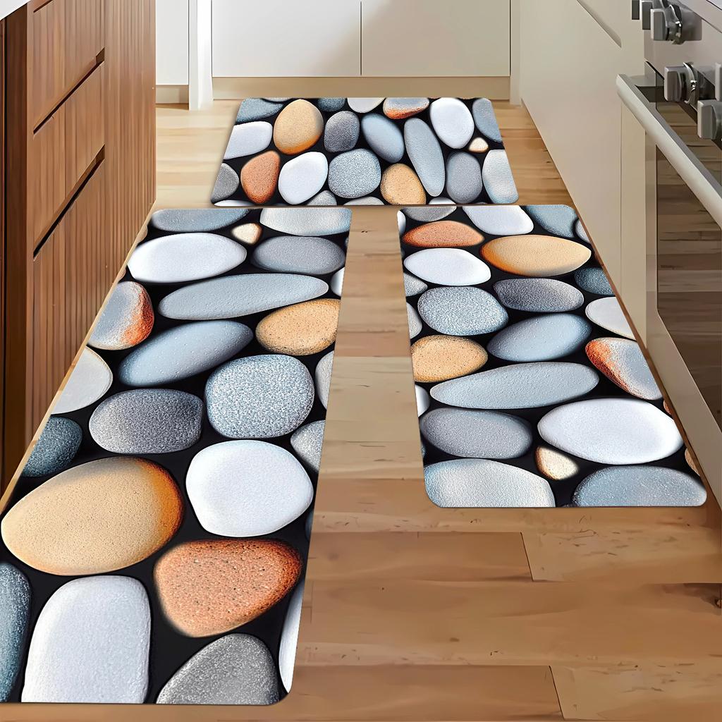 1 ks Protizánětlivé kuchyňské koberce, 3D kamínkový diatomitový potisk, vodotěsná protiskluzová silná polstrovaná kuchyňská podložka, vysoce odolná komfortní podložka na stání do kuchyně