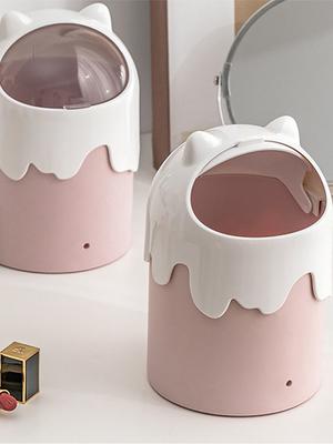 Briskstyle Pink Cat Transparent Window Mini Trash Can