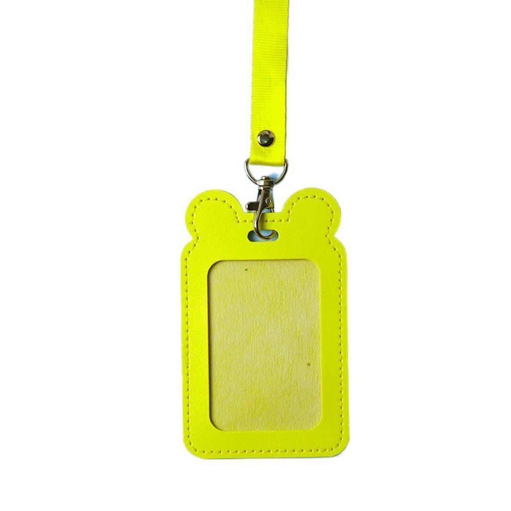 Fashion Cartoon ID Card Holder Cat Multifunctional Work Card Case PU Leather Stationery Supplies Badge Holder Work