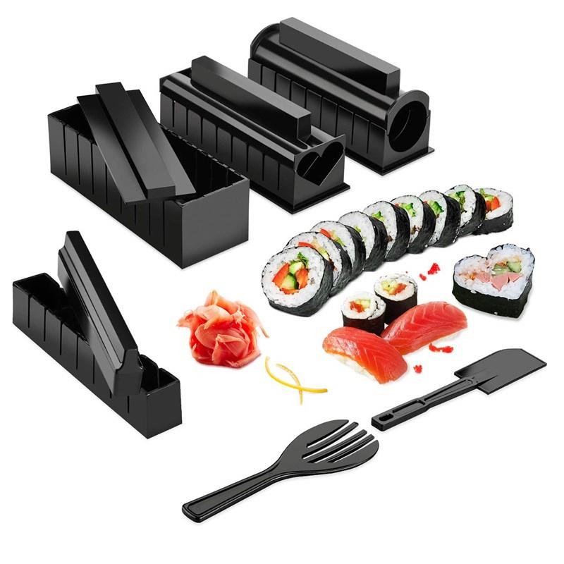 10 Stück/Set DIY Sushi-Zubereitungsset Roll-Sushi-Maker Reisrollenform Küchenwerkzeuge Japanische Sushi-Kochwerkzeuge Küchenwerkzeuge