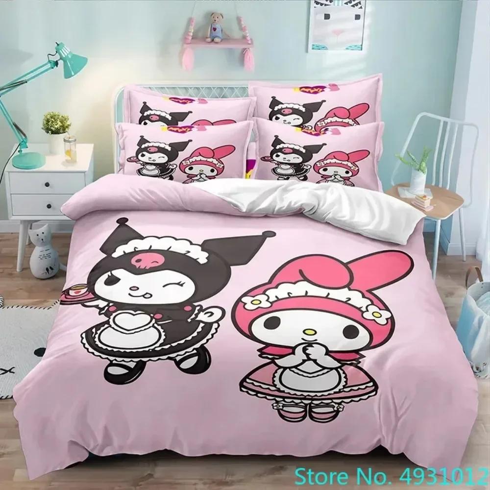 Cartoon Anime Sanrio Cinnamoroll Melody Bedding Set Kawaii Quilt Cover Duvet Cover Pillowcase Kids Girls Single Twin King Size