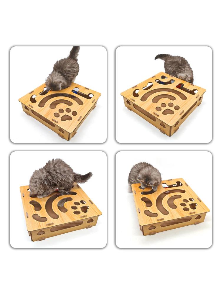 Cat Nail File Enrichment Box with Ball Pet Nail Scratch Board Treats Box for Indoor Cats Self Entertaining Toy Interactive Play
