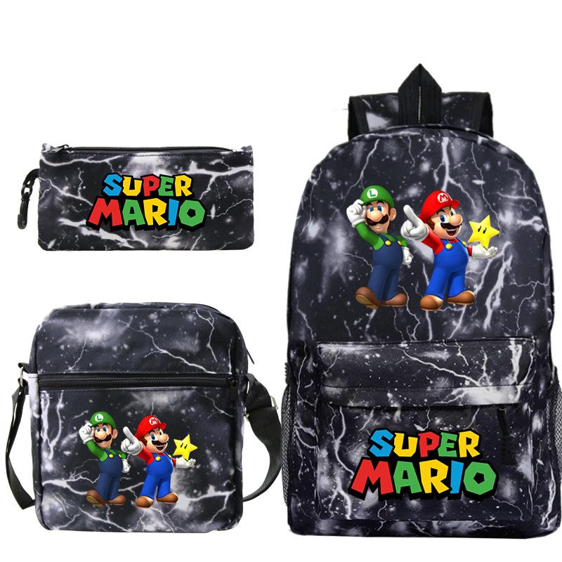 Super Mary Three-Piece Schoolbag, Male And Female Students, Large-Capacity Schoolbag, Shoulder Bag, Pencil Case.