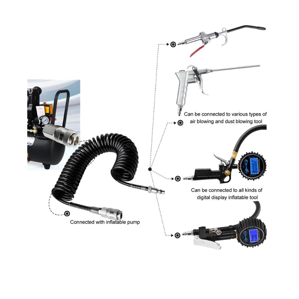 3 Meters Length Coiled Air Hose Coiled Flexible Coiled Air Hose Air Compressor Coil Hose Garage