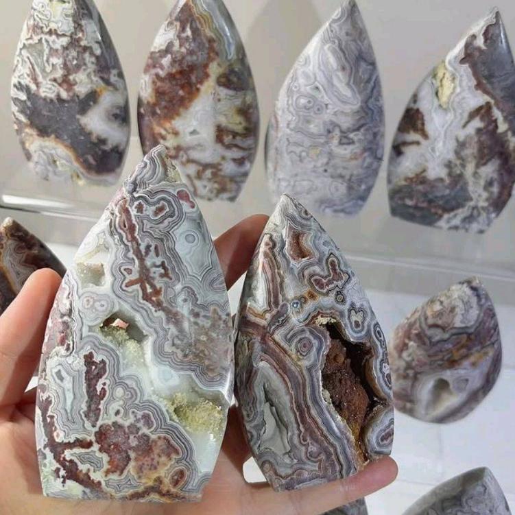 High Quality Natural Crystal Drop Crafts Gemstone Polished Stone Love Theme DIY Striped Pattern Jiangsu Crystal Decorations