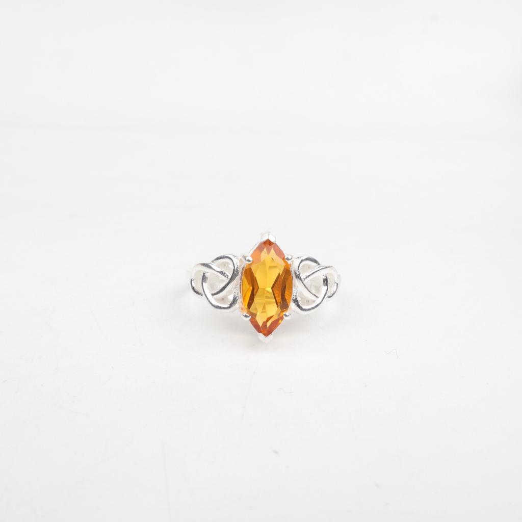 Natural Citrine Gemstone 925 Sterling Silver Jewelry Women's  Boho Ring For Gift CZR-5-4