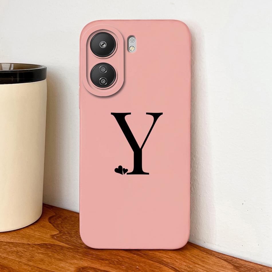 For POCO C65 C75 C55 Case Little Heart Letters Phone Housing For POCO C 75 4G 5G Soft Liquid Silicone Full Protection Back Cover