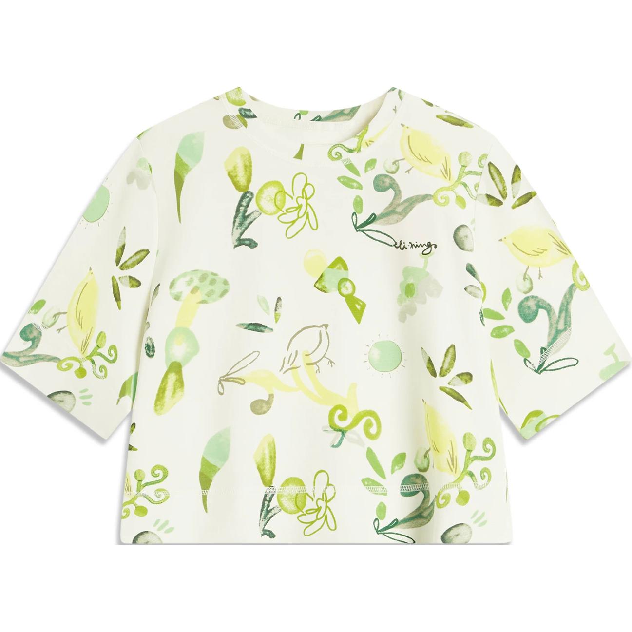 

Li Ning Серия Китайская культура Футболка с принтом по всей поверхности Удобная Дышащая Свободного кроя с коротким рукавом Женские футболки Желто-зеленый AHSU334-3 S