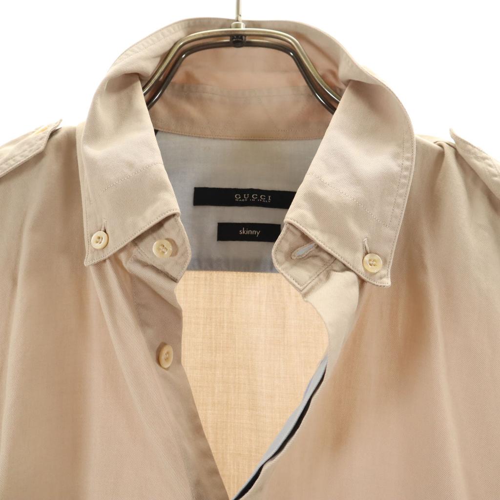 GUCCI made in Italy Long sleeve skinny Button down shirt 38 beige Men's Used