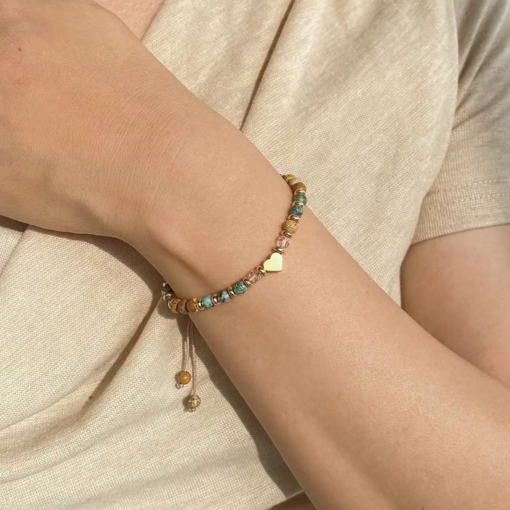 Wristbands Adjustable Wrist Chain Best Wish Heart Bracelet Trendy Bead Bracelet Everyday Wear
