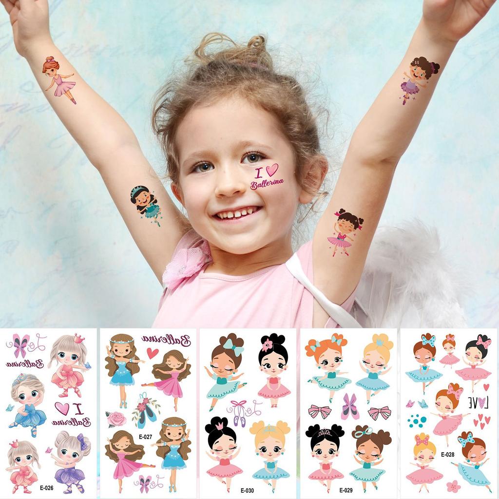 Cute Ballet Princess Waterproof Tattoo Sticker, Children'S Mermaid Girl Fairy Tale Party Face Sticker