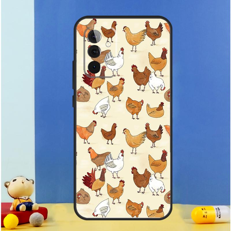 Cartoon Chicken Rooster Case For Samsung Galaxy A34 A14 A24 A15 A25 A12 A22 A32 A52 A51 A71 A13 A33 A53 A54 Cover