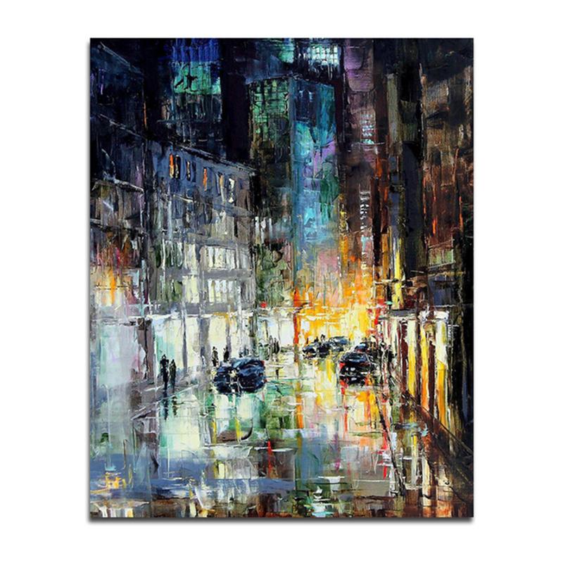 Abstract City Canvas Paintings Citysacape At Night Posters and Prints Wall Art Pictures for Living Room Home Decoration Cuadros
