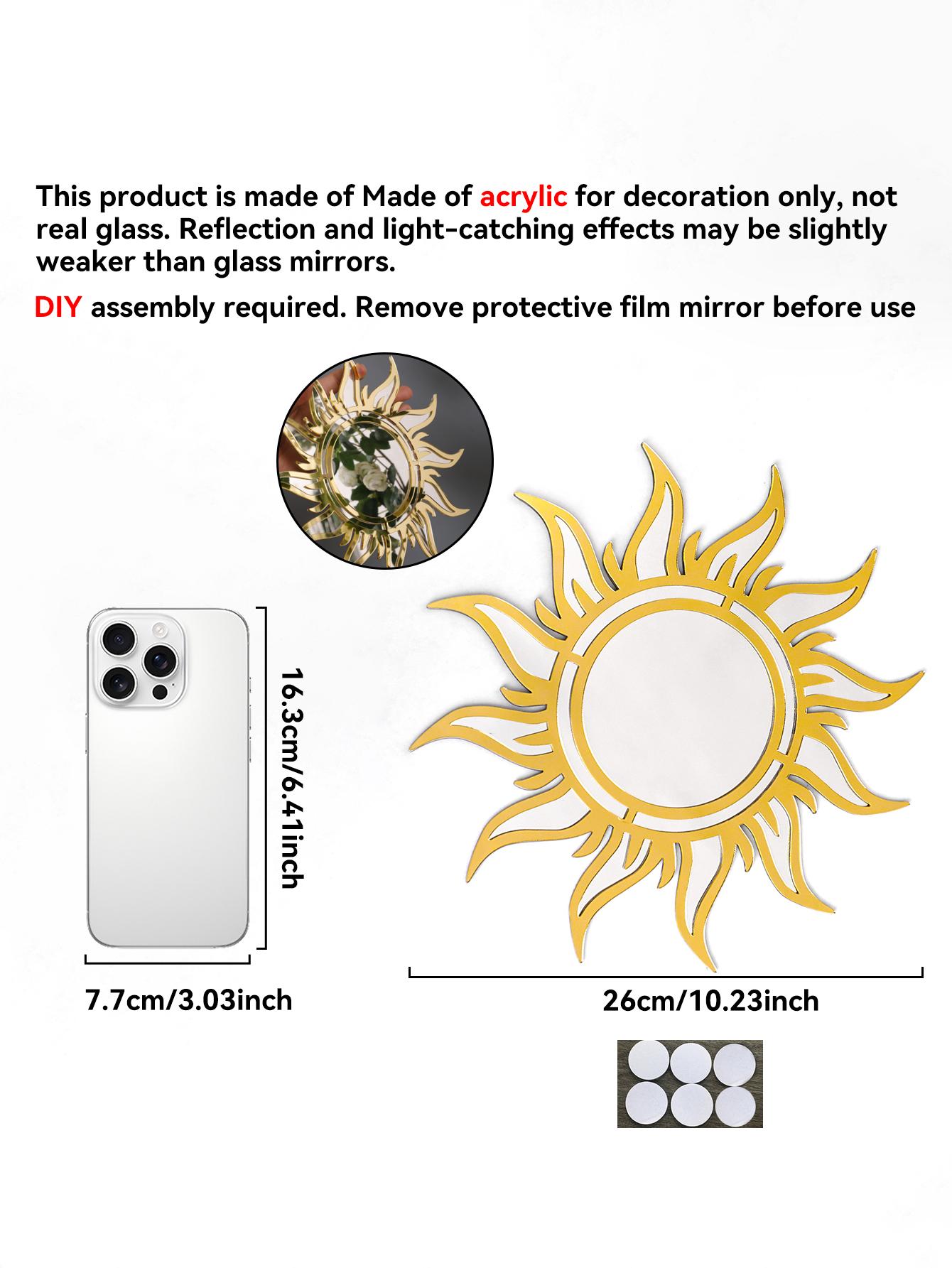 

Бохо Дзеркало на стіну у формі сонця Декоративне дзеркало з дизайном сонячних променів Акрилове підвісне дзеркало для вітальні, спальні, дому та стіни