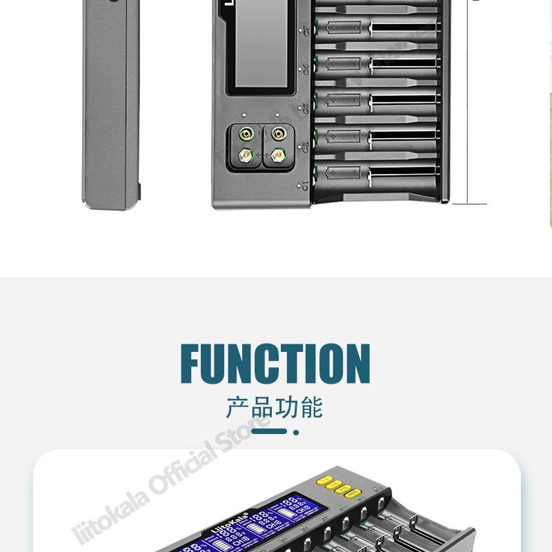 LiitoKala Lii-S12 12-Slot LCD Battery Charger for Li-ion LiFePO4 Ni-MH Ni-Cd 9V 21700 20700 26650 18650 16340 18350 RCR123 18700