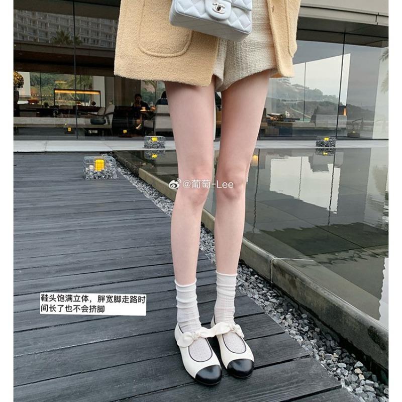 ~ Kyoto Girl~ Bow Splicing Round Head Versatile Age Reduction Mary Jane Single Shoes Women