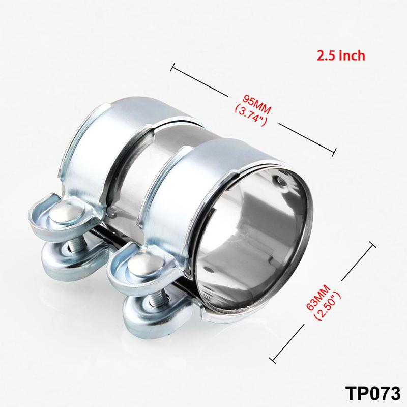 

Универсальный 2 /2.5 Выхлопной хомут, Нахлесточное соединение+Болты Ленточный фланцевый хомут для надежной герметизации, Для глушителей Даунпайпов Систем Catback 25inch