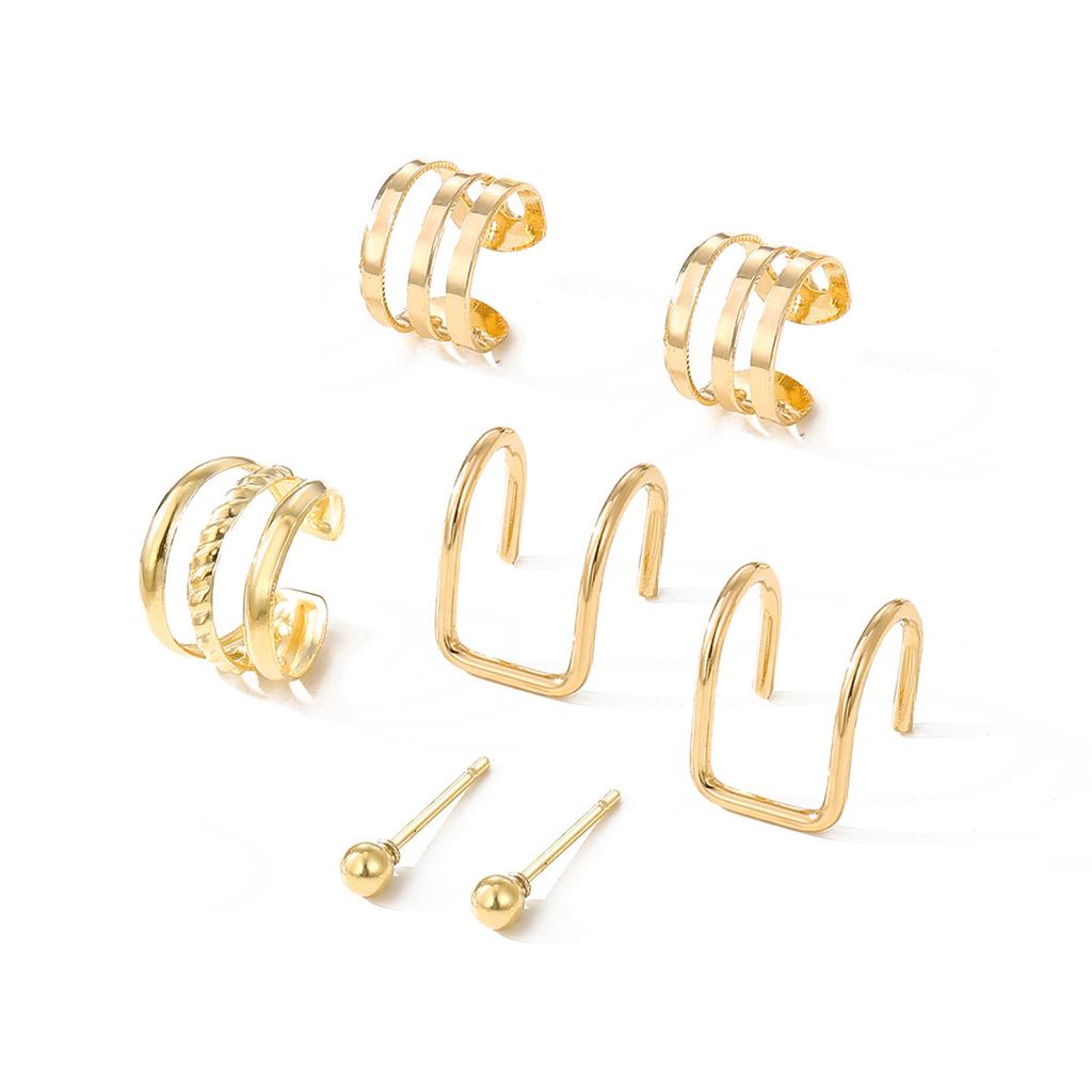 Elegant Multi Layered C Shape Ear Clip Handmade No Piercing Earrings Accessory Fashionable Geometric Layered Ear Cuff