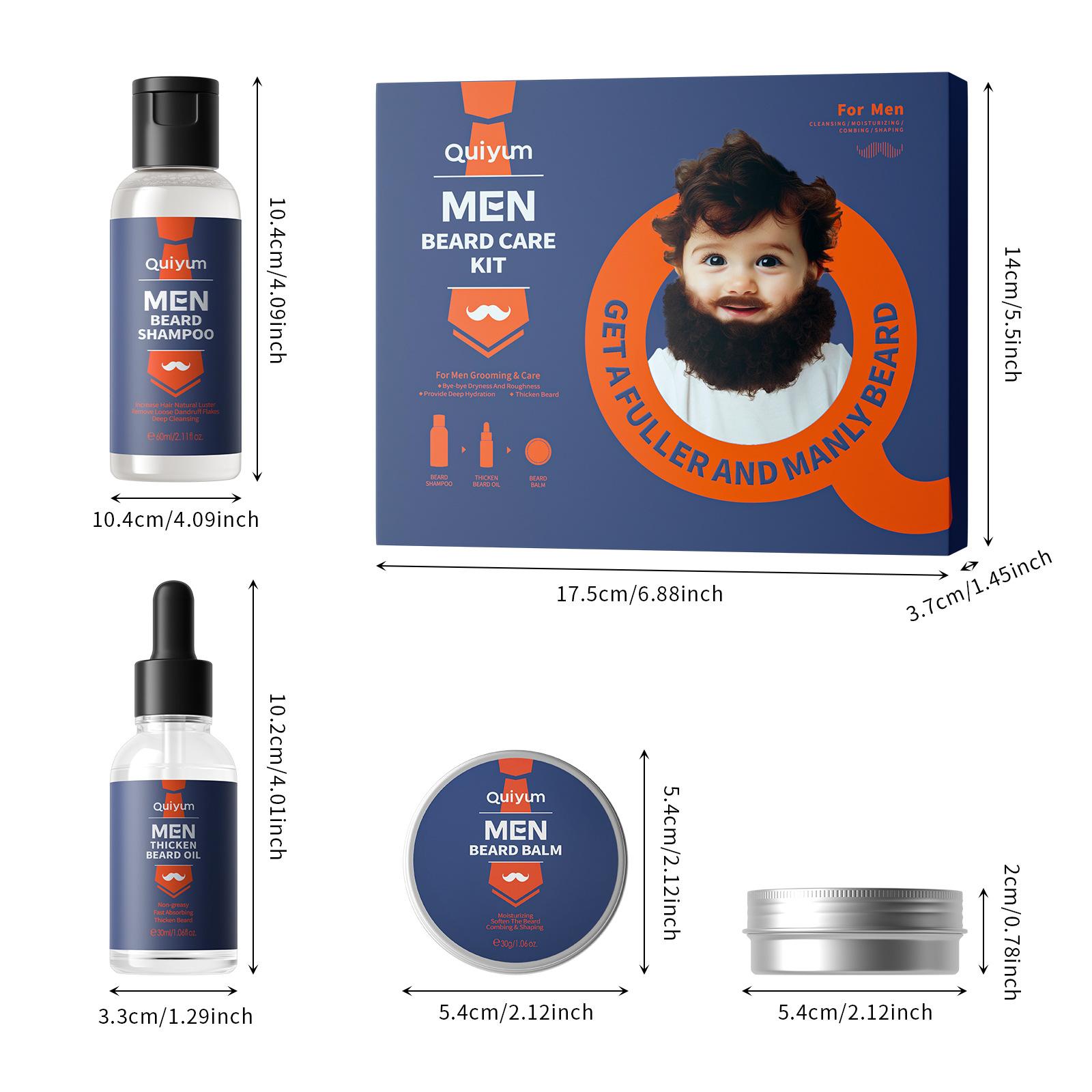

3 pcs Set of Facial Hair Beard Growth Oil for Men Thicken Soft Smooth Nourish Natural Mustache Gift for Men