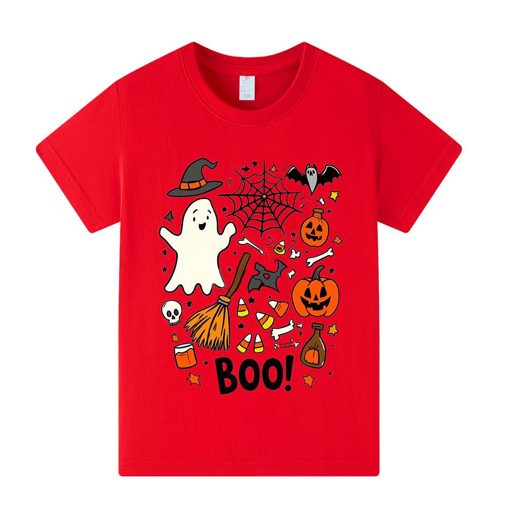 A1653 T-shirt Manches Courtes Halloween Fantôme Garçons Filles