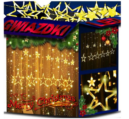Light curtain LED stars Christmas tree holidays for Christmas tree warm 120 4.7m