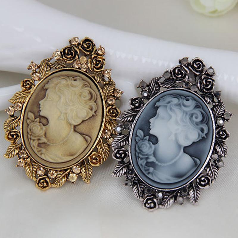 1X Vintage Cameo Victorian Style  Wedding Party Women Pendant Brooch Pin