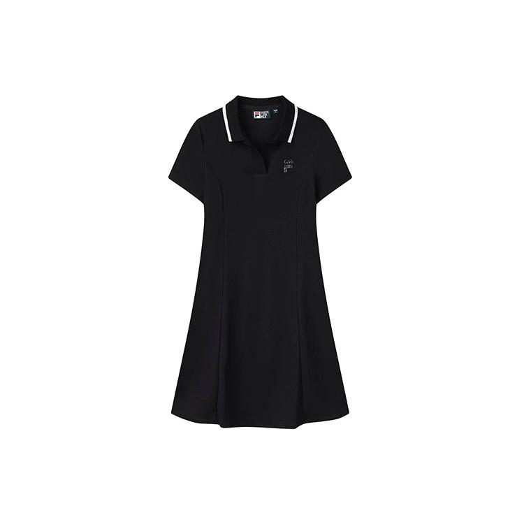 New FILA Short Sleeved Dress Women's Jet Black F11W138351FBK