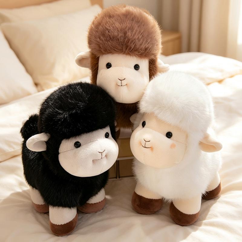 Cute Fluffy Lamb Plush Stuffed Toys Soft Fabric Perfect For Valentine'S Day Kids Birthday Gifts Home Decor