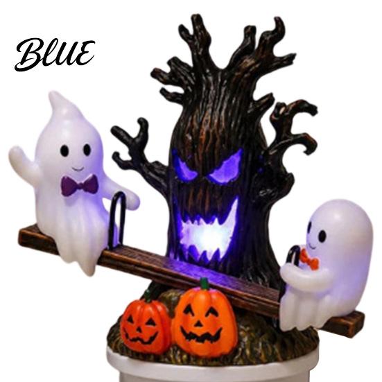 Halloween Seesaw Motion Decor Animated Ghosts Night Light Plug-in Lamp with Kids Bedroom Light Moving Figurines Spooky Glowing for Room Party