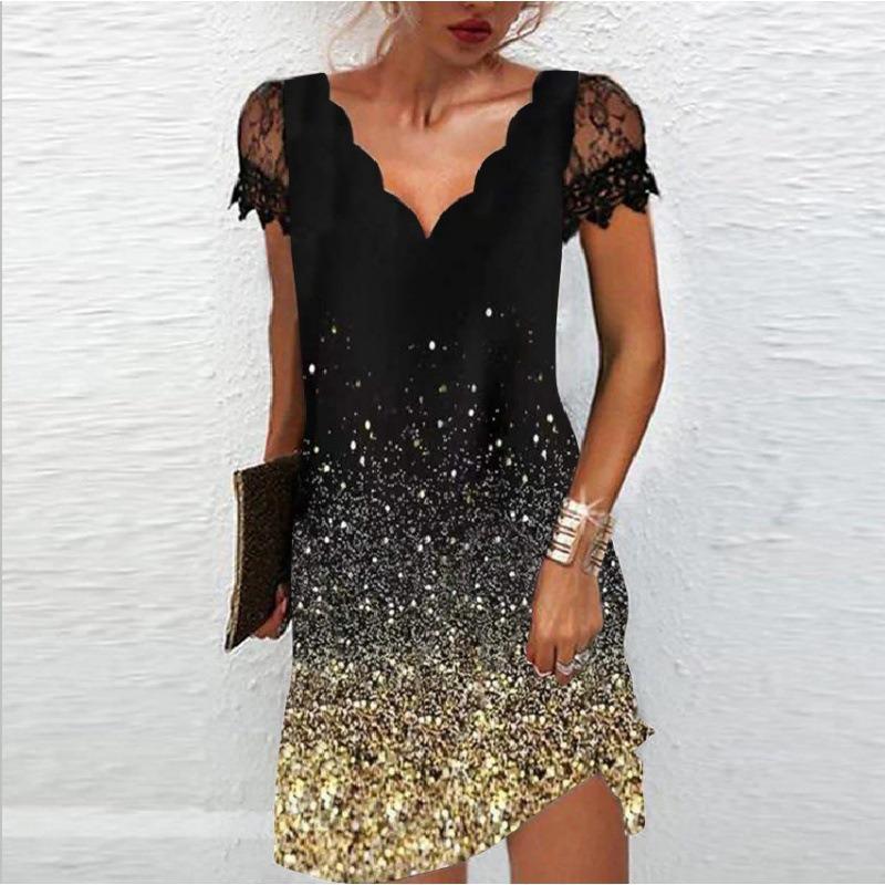 BITCED Fashion Summer Spring Short Sleeve V-Neck Casual Dresses