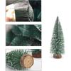 NOLITOY 10Pcs Mini Christmas Trees Decor Artificial Christmas Tree Bottle Brush Trees Sisal Snow Pine Trees with Wooden Base for Christmas Decor