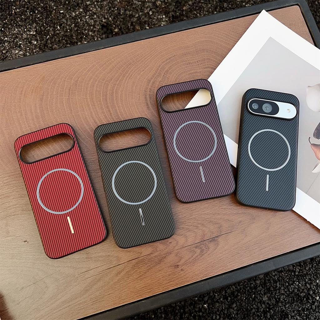 For Google Pixel 10 Pro/Pixel 10 Case Compatible with MagSafe Carbon Fiber Texture Leather Back Phone Cover