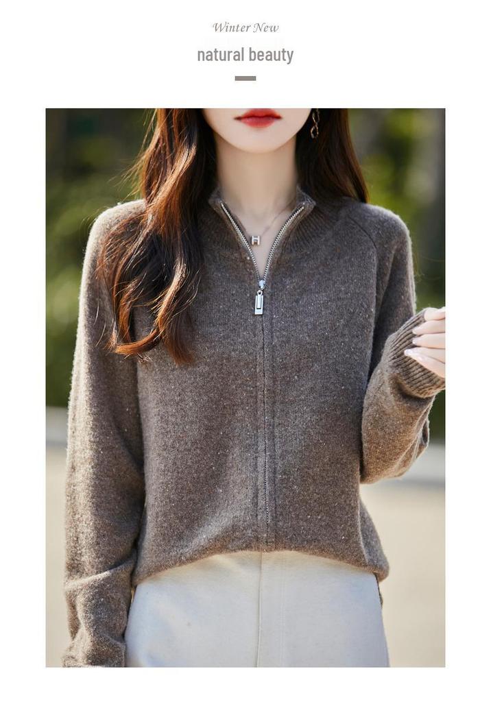 Women's Wool Polka Dot Knit Cardigan - 2025 Autumn/Winter Retro Style Loose Sweater Coat