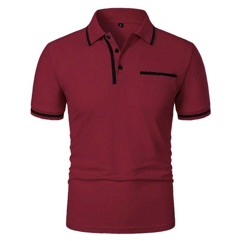 Summer Men's Short Sleeve Polo Shirts Solid Color Casual Tshirt Trendy Breathable Loose Basic Splice Top Pockets Men Shirts