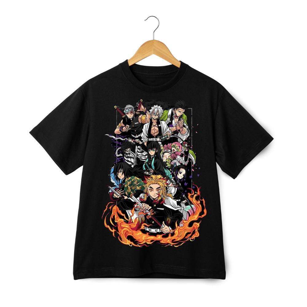 

Графическая футболка Demon Slayer – Аниме футболка Hashira Flame Sword Streetwear M