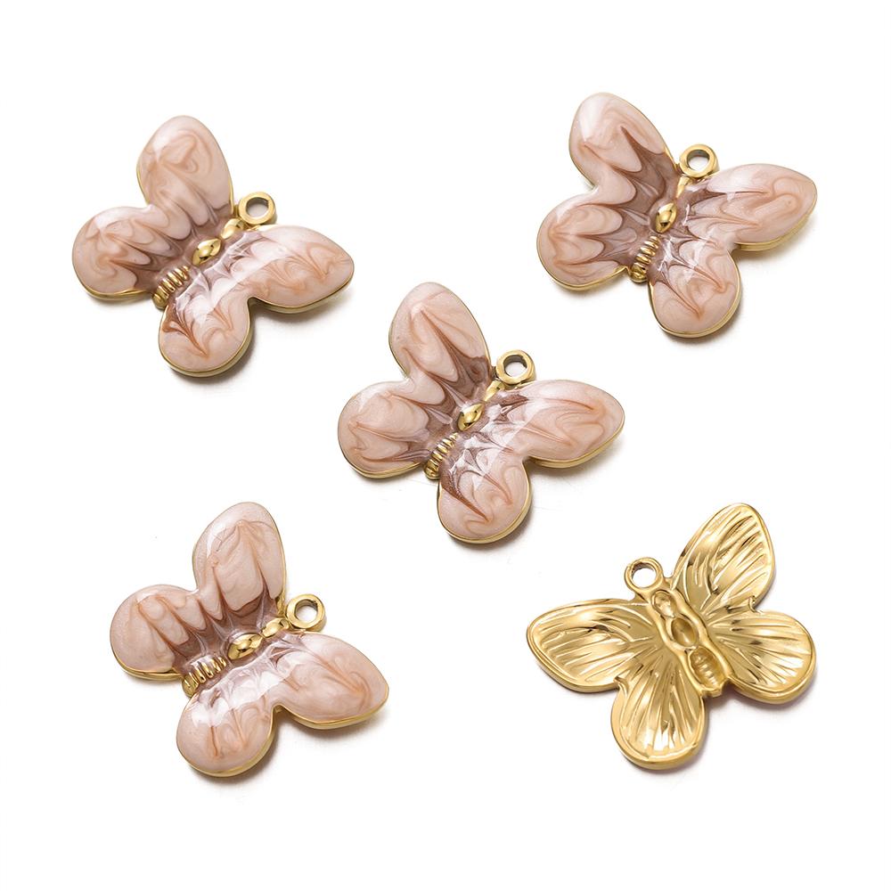 

2pcs/lot Colorful Enamel Butterfly Charms Pendant for DIY Stainless Steel Necklace Earrings Jewelry Making Accessories Supplies коричневый