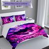 3pcs Custom Name Pokémon Gengar Bedding Set,Includes 1 Duvet Cover and 2 Pillowcases,All-season Bedroom Decor