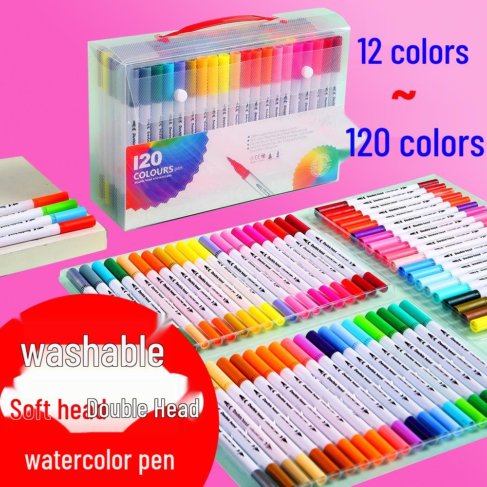 Dětské dvouhlavé měkké akvarelové fixy - Omyvatelné, štětce s barvou na vodní bázi